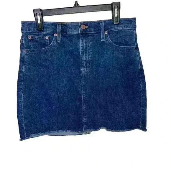 J. Crew Mercantile Raw Edge Hem Denim Mini Skirt Cutoff Frayed  Women's Size 8 - Picture 1 of 7